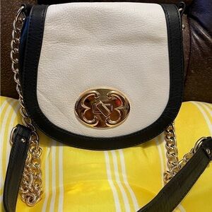 Emma Fox Black & White Leather Handbag